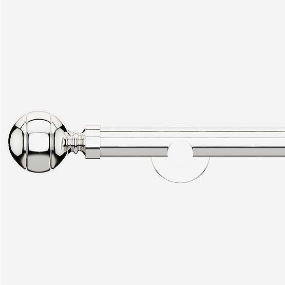 35mm Allure Signature Polished Chrome Ribbed Ball Finial Eyelet Curtain Pole