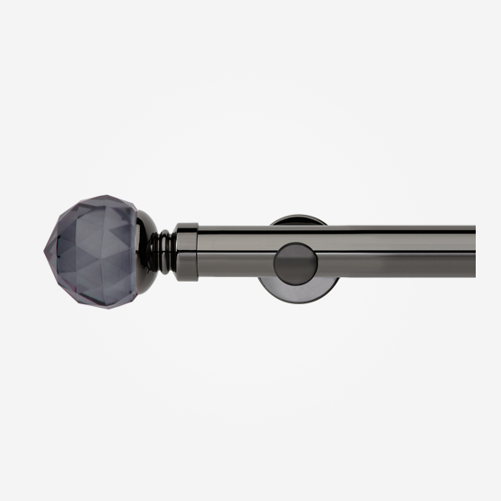 35mm Neo Premium Black Nickel Smoked Faceted Ball Eyelet Curtain Pole