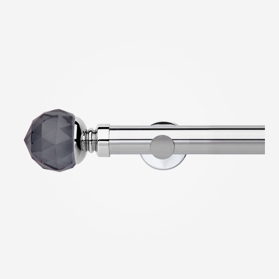 35mm Neo Premium Chrome Smoked Faceted Ball Eyelet Curtain Pole