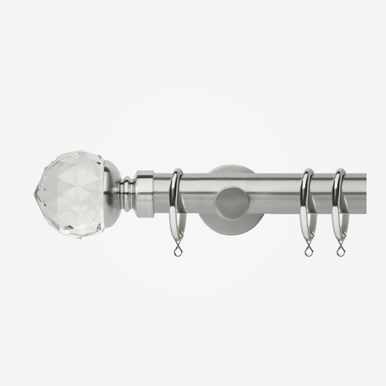 35mm Neo Premium Stainless Steel Clear Faceted Ball Curtain Pole