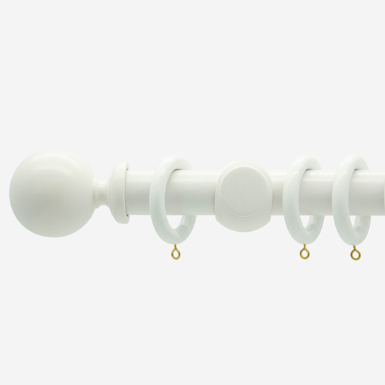 35mm Oxford Bright White Ball Finial Curtain Pole