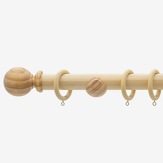 35mm Prime Light Oak Ball Curtain Pole pole