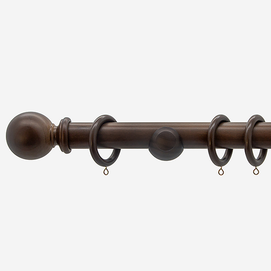 35mm Prime Walnut Ball Curtain Pole Curtain Pole