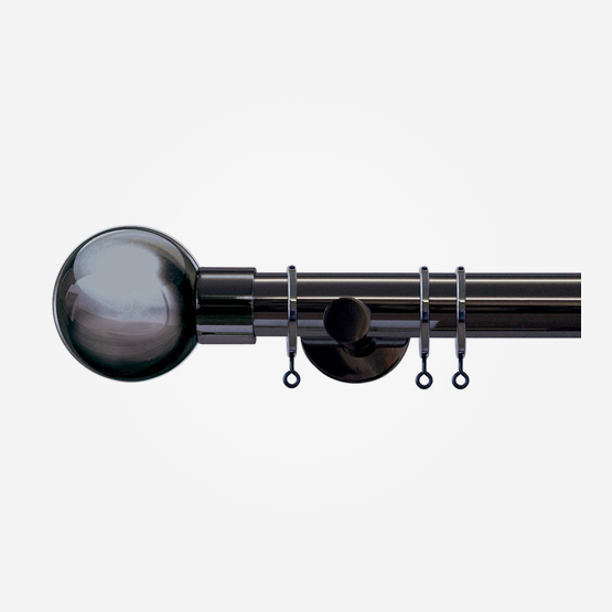 35mm Strand Black Nickel Sphere Finial Curtain Pole