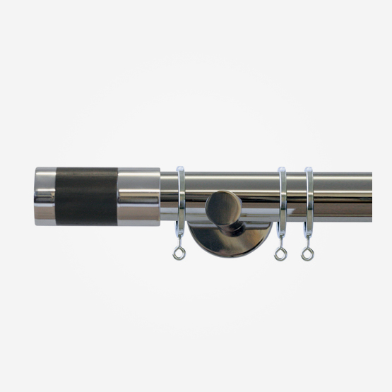 35mm Strand Chrome Wenge Wood Cylinder Finial Curtain Pole