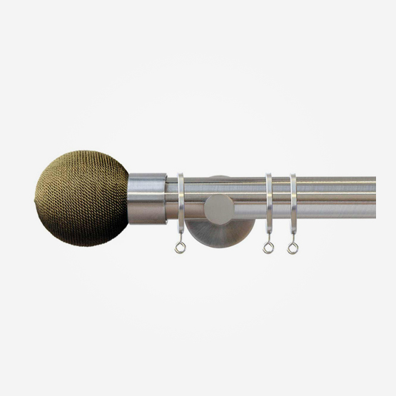 35mm Strand Matt Nickel Olive Rope Ball Finial Curtain Pole