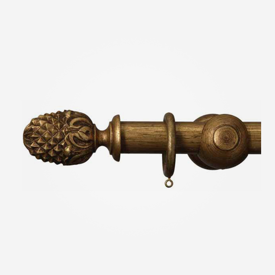 45mm Hand Finished Antique Gilt, Pineapple Curtain Pole