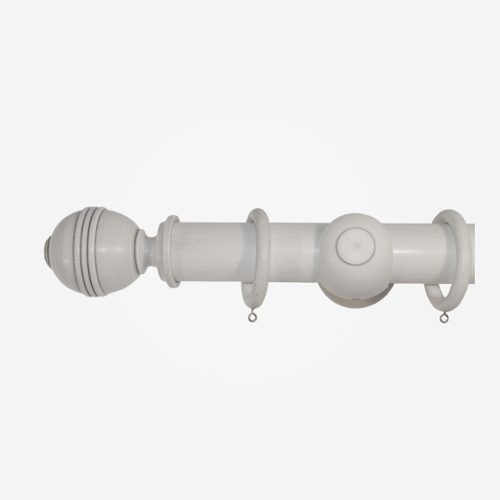 45mm Portofino Distressed Ivory Grooved Ball Curtain Pole