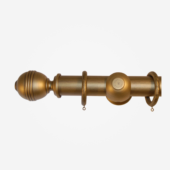 45mm Portofino Old Gold Grooved Ball Curtain Pole