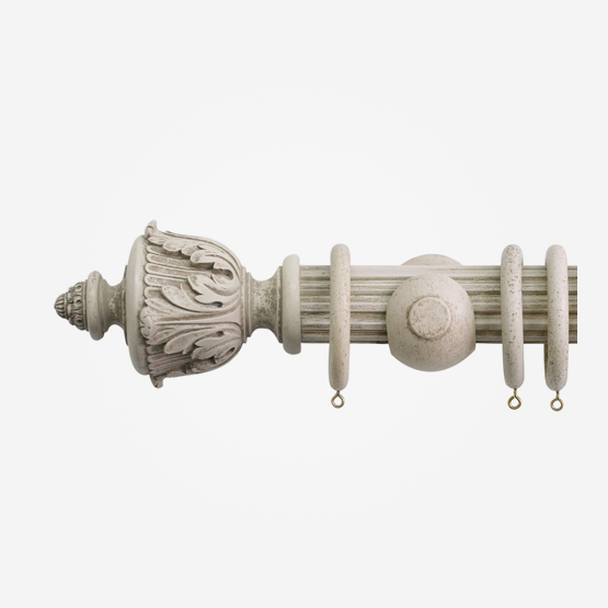 50mm Florentine Putty Acanthus Finial Reeded Curtain Pole