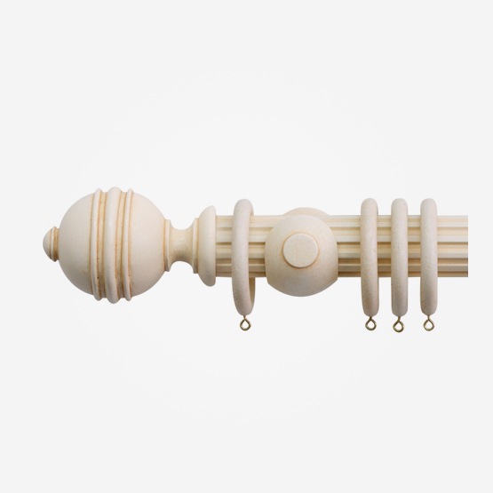 50mm Hardwick Ivory Ribbed Ball Finial Reeded
