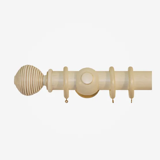 55mm Portofino Antique Cream Gold Ribbed Ball pole