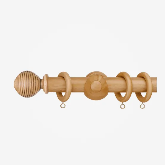 55mm Portofino Antique Pine Ribbed Ball Finial pole