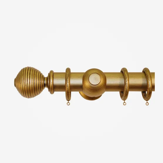 55mm Portofino Old Gold Ribbed Ball pole