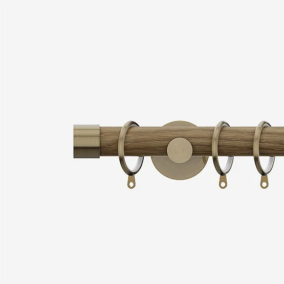 28mm Signature Antique Brass & Aged Oak End Cap pole