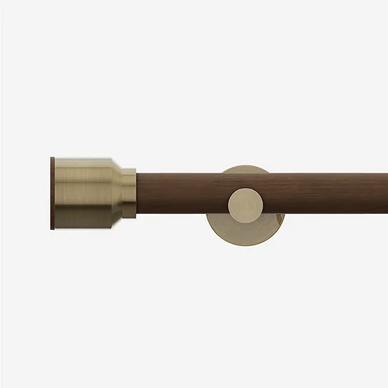 28mm Signature Antique Brass & Walnut Drum Eyelet pole