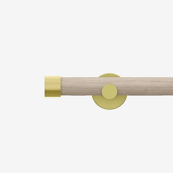 28mm Signature Brushed Gold & Light Oak End Cap Eyelet pole
