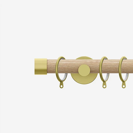 28mm Signature Brushed Gold & Natural Oak End Cap pole