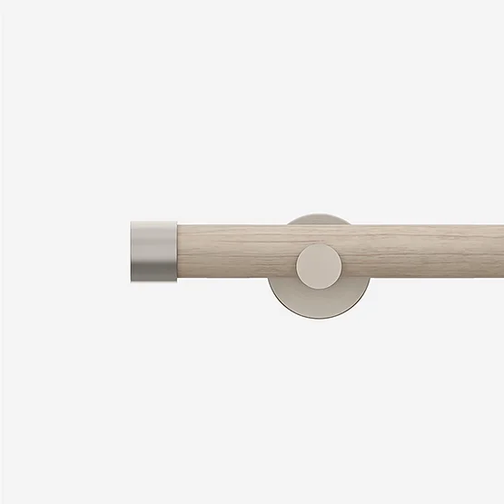 28mm Signature Brushed Steel & Light Oak End Cap Eyelet pole