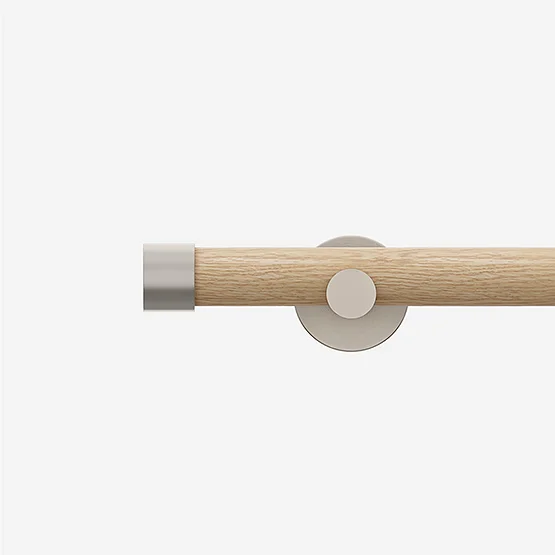 28mm Signature Brushed Steel & Natural Oak End Cap Eyelet pole
