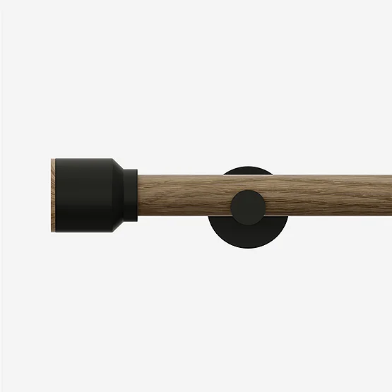 28mm Signature Matt Black & Aged Oak Drum Eyelet pole