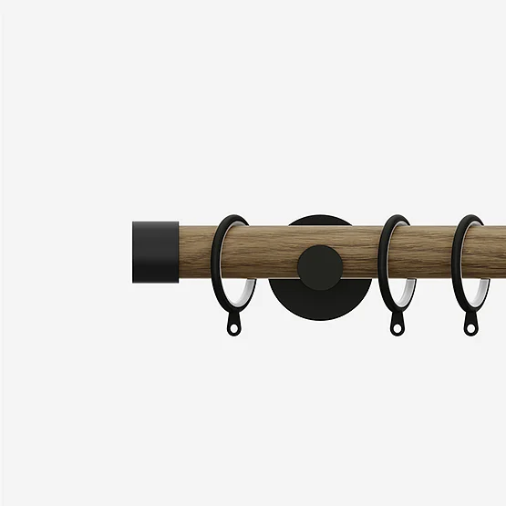 28mm Signature Matt Black & Aged Oak End Cap pole