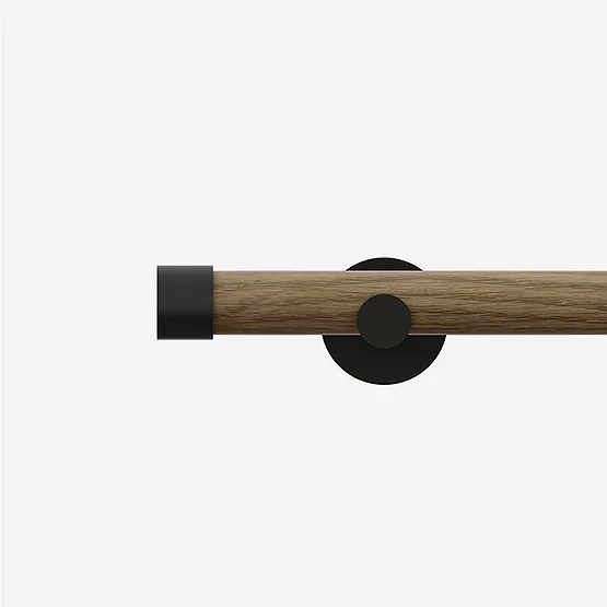 28mm Signature Matt Black & Aged Oak End Cap Eyelet pole
