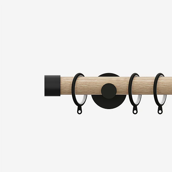 28mm Signature Matt Black & Natural Oak End Cap pole