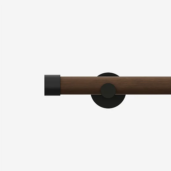 28mm Signature Matt Black & Walnut End Cap Eyelet pole