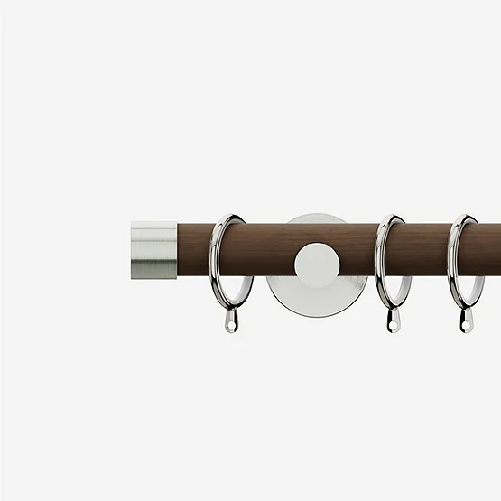 28mm Signature Stainless Steel & Walnut End Cap pole
