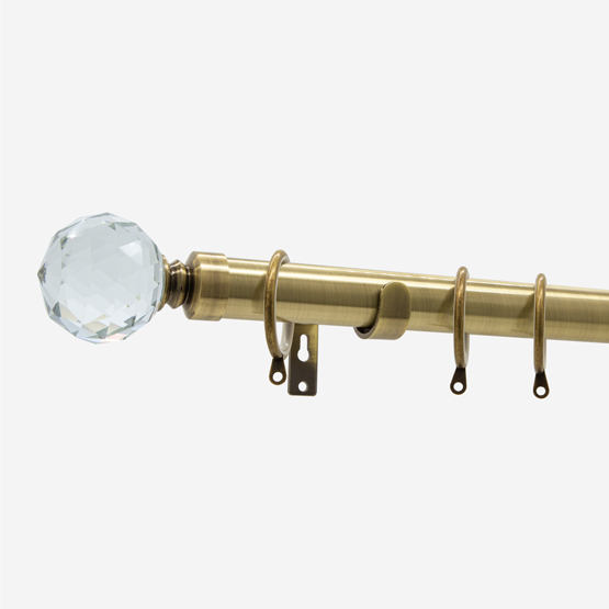 28mm Allure Classic Antique Brass Crystal Ball Bay Window pole