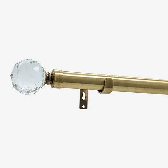 28mm Allure Classic Antique Brass Crystal Ball Eyelet Bay Window pole