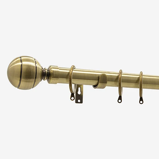 28mm Allure Classic Antique Brass Ribbed Ball pole