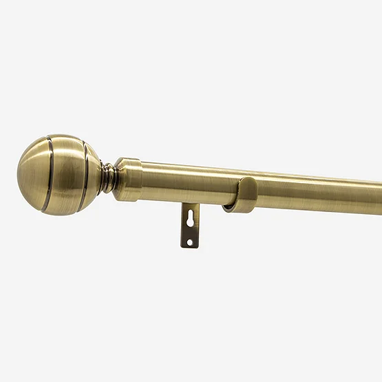 28mm Allure Classic Antique Brass Ribbed Ball Eyelet Bay Window pole