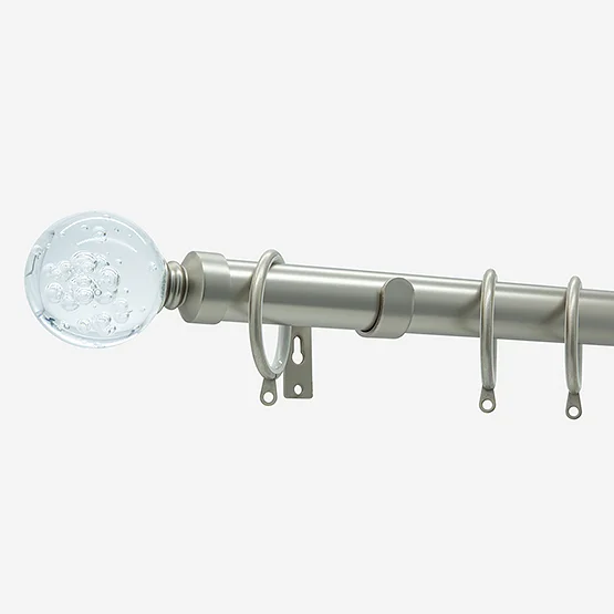 28mm Allure Classic Brushed Steel Glass Bubbles Bay Window pole