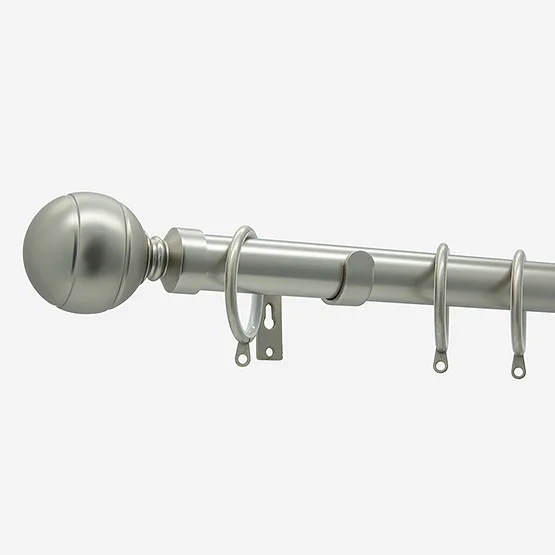 28mm Allure Classic Brushed Steel Lined Ball Bay Window pole