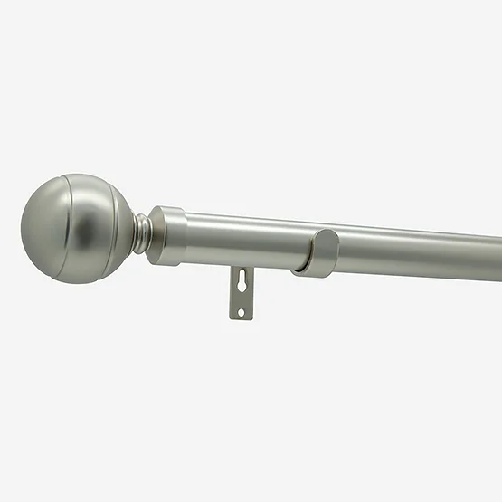 28mm Allure Classic Brushed Steel Lined Ball Bay Window Eyelet pole