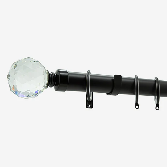 28mm Allure Classic Matt Black Crystal Ball Bay Window pole
