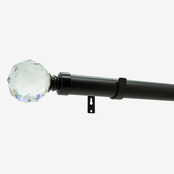 28mm Allure Classic Matt Black Crystal Ball Eyelet Bay Window pole