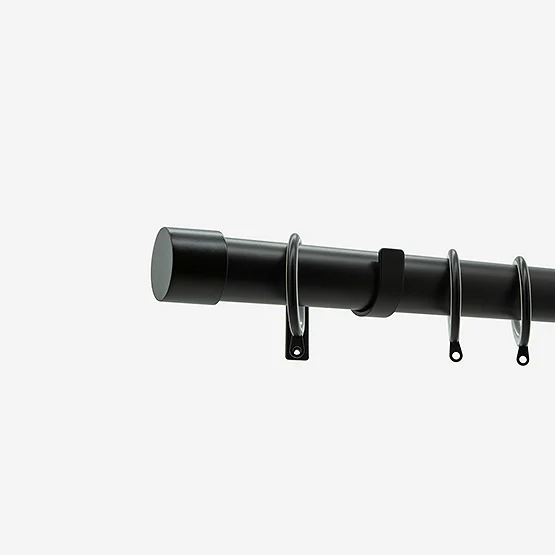 28mm Allure Classic Matt Black End Cap Bay Window pole