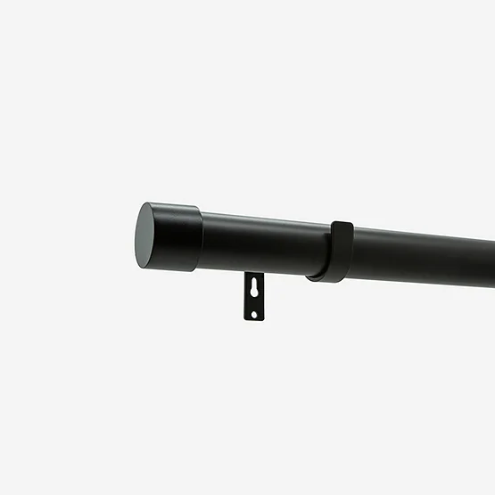 28mm Allure Classic Matt Black End Cap Eyelet Bay Window pole