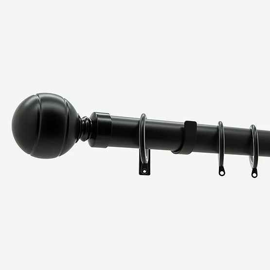 28mm Allure Classic Matt Black Ribbed Ball pole