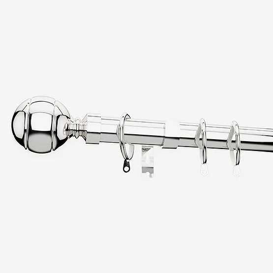 28mm Allure Classic Polished Chrome Ribbed Ball pole