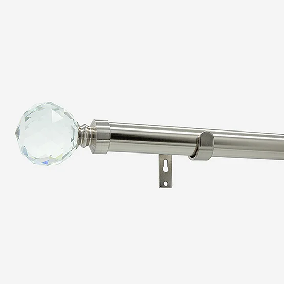28mm Allure Classic Stainless Steel Effect Crystal Ball Eyelet Bay Window pole