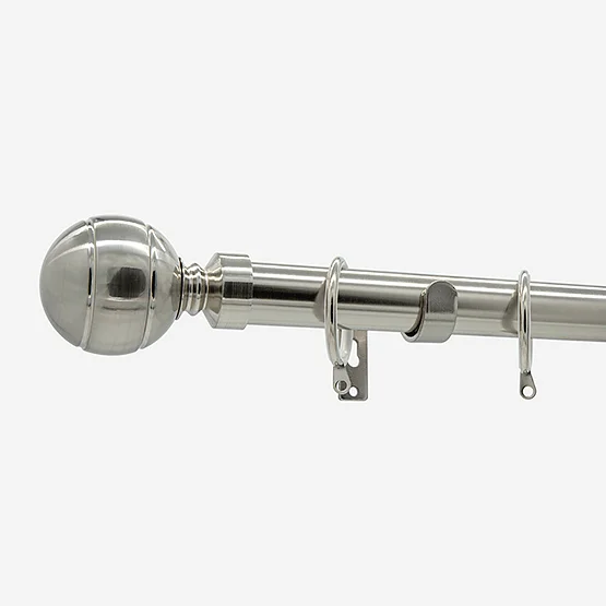 28mm Allure Classic Stainless Steel Effect Ribbed Ball Bay Window pole