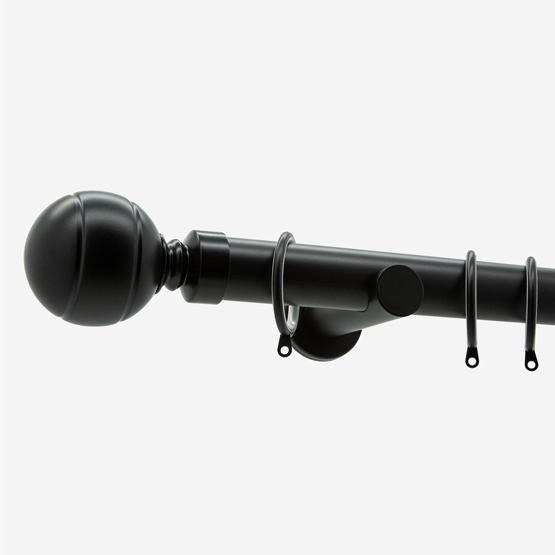28mm Allure Signature Matt Black Ribbed Ball pole