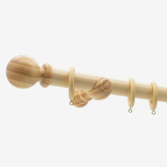 28mm Prime Light Oak Ball Curtain Pole pole