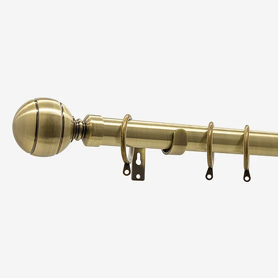 35mm Allure Classic Antique Brass Ribbed Ball Finial pole