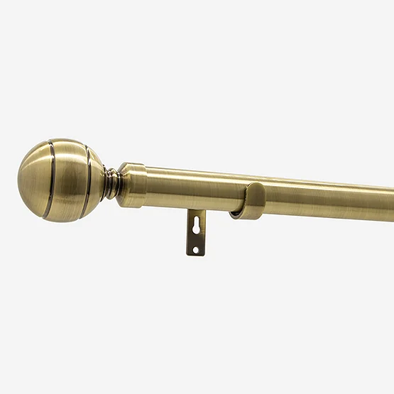 35mm Allure Classic Antique Brass Ribbed Ball Finial Eyelet pole