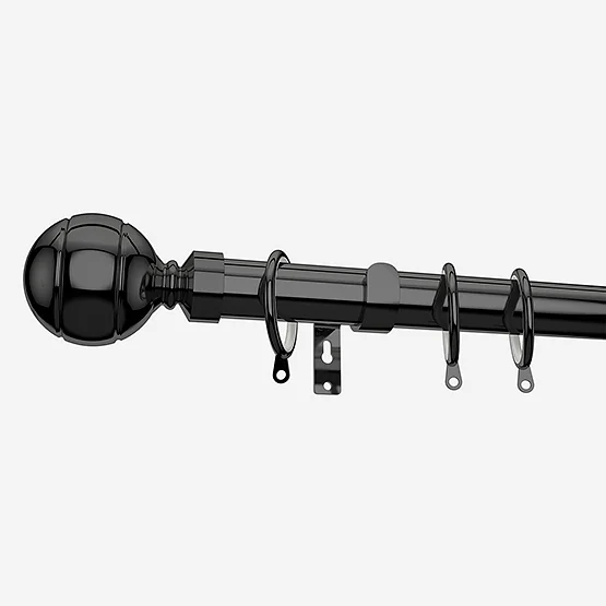 35mm Allure Classic Black Nickel Ribbed Ball Finial pole